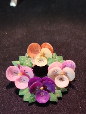 Handcrafted Multicolor Pansy Wreath Brooch - Floral Women’s Jewelry